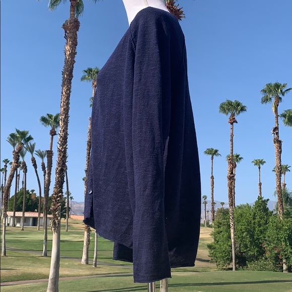Eileen Fisher Blue linen cotton Cardigan large - Picture 4 of 8